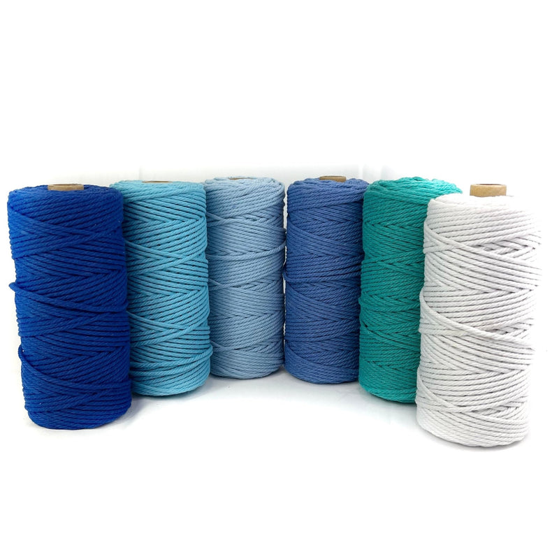 3mm Blue Ocean Macrame Rope Bundle 6 rolls - Harry & Wilma