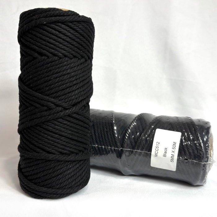 5mm Macrame Rope 50mtr Roll - Black - Harry & Wilma
