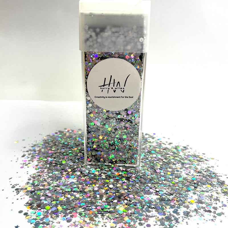 Chunky Glitter Large 125g Super Sparkle - Cosmic Silver Harry&Wilma