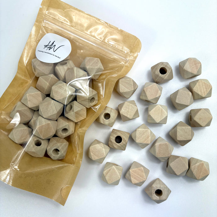 Wooden Natural Geometric Beads with Large Hole