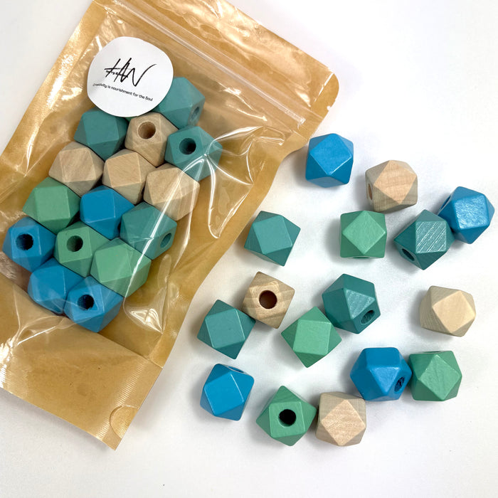Wooden Ocean Mix Geometric Beads with Large Hole