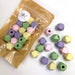 Wooden Pretty Pastels Mix Geometric Beads with Large Hole