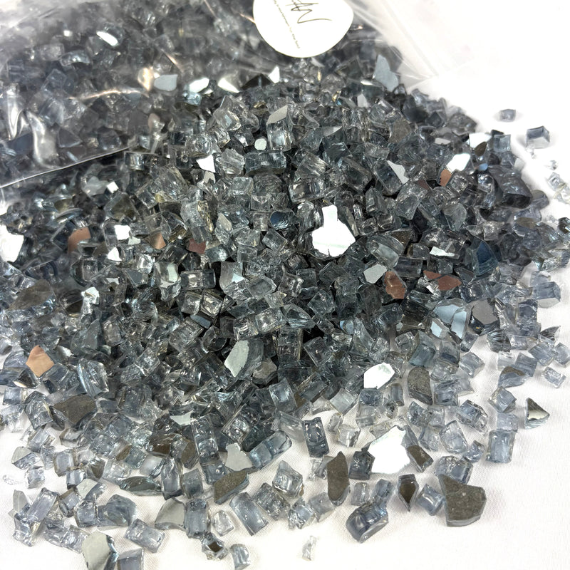 Fire Glass 1kg bag - Light Grey 1/4"