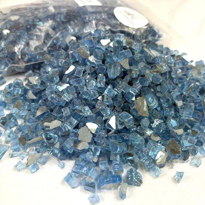 Fire Glass 1kg bag - Pacific Blue 1/4"
