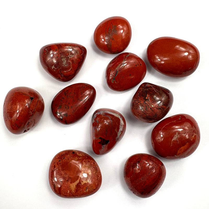 Semi Precious Polished Stone 250g - red jasper 11pc approx 3cm - 3.5cm