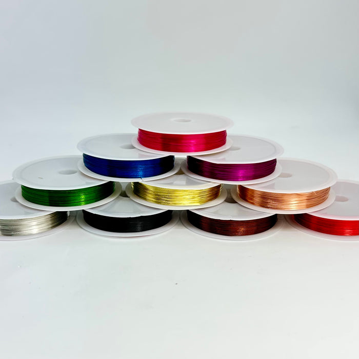 Pack of 10 coloured wire 0.3mm 19m per roll
