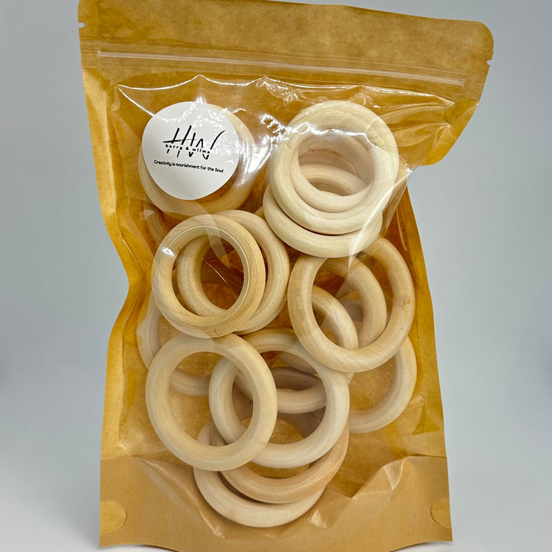 Wood Craft Wooden Rings Natural Asst 20pcs