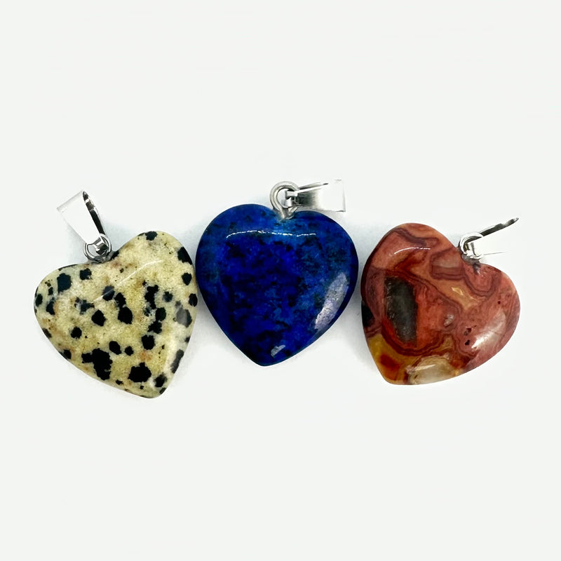 Semi Precious Hearts Pendants Set of 3 Set B