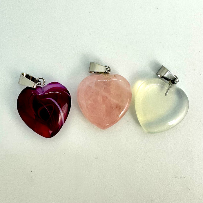 Semi Precious Heart Pendants Set of 3 Set A