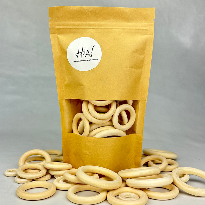 Wood Craft Wooden Rings Natural 35pc Harry Wilma