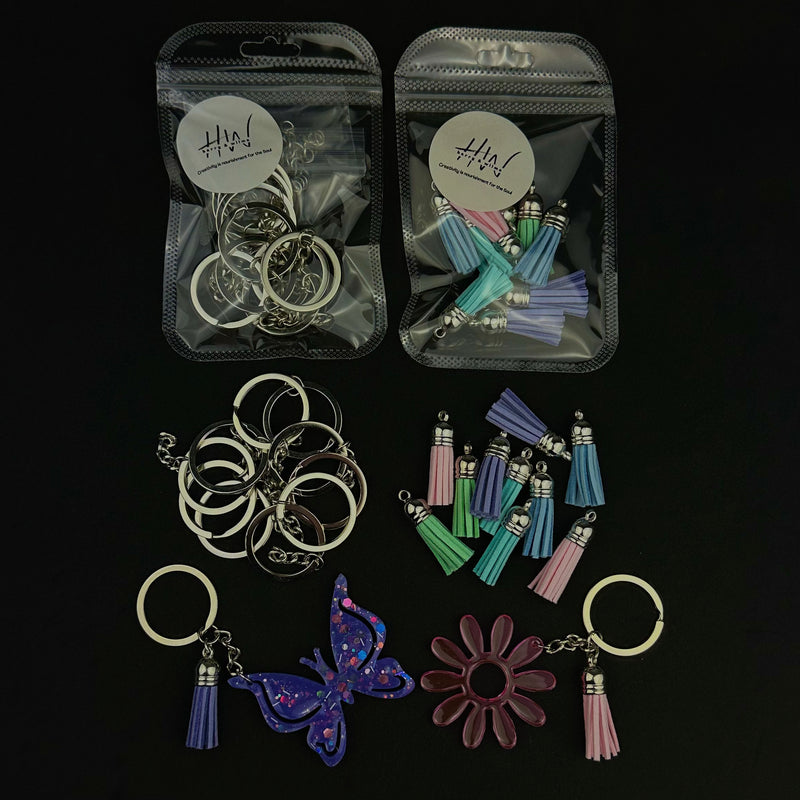 Tassel Keychain Kit Soft Pastel 20pcs