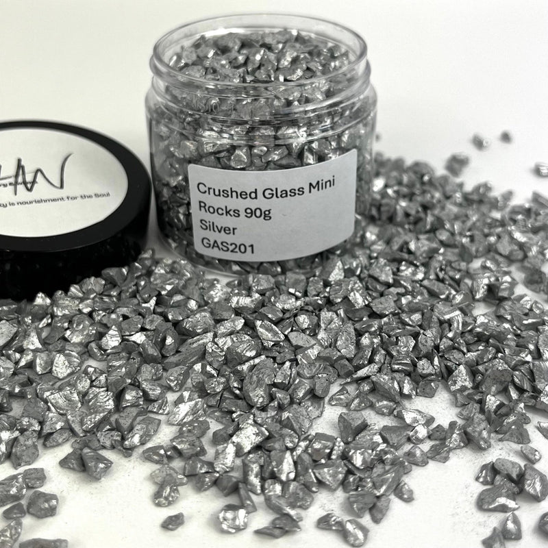 Crushed Glass Mini Rocks 90g Jar - Silver - Harry & Wilma