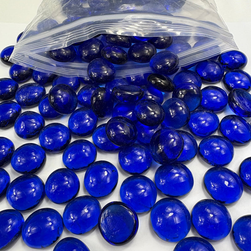 Fire Glass 1kg bag - 20mm Round Blue - Harry & Wilma
