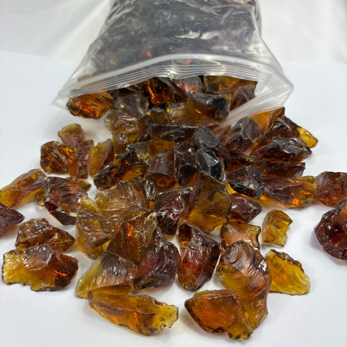 Fire Glass Amber 1kg bag - Harry & Wilma