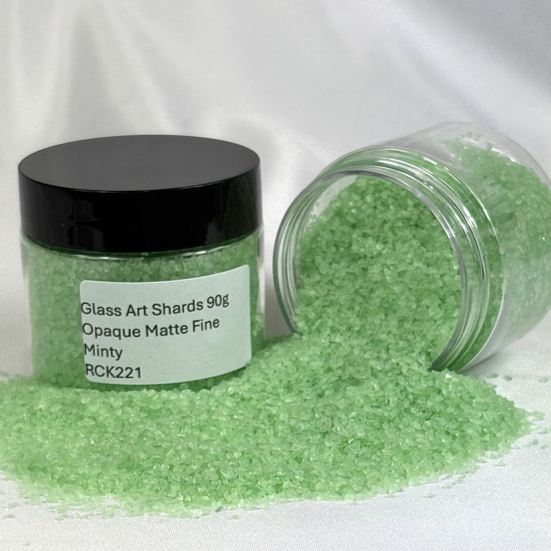 Glass Art Shards 90g Jar - Opaque Matte Fine Minty - Harry & Wilma