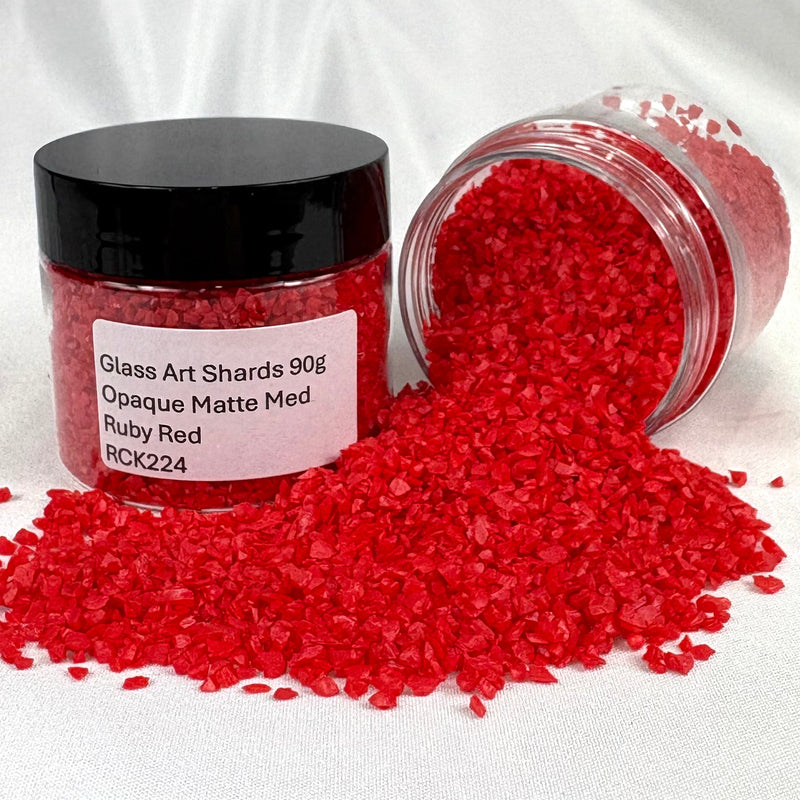 Glass Art Shards 90g Jar - Opaque Matte Med Ruby Red - Harry & Wilma