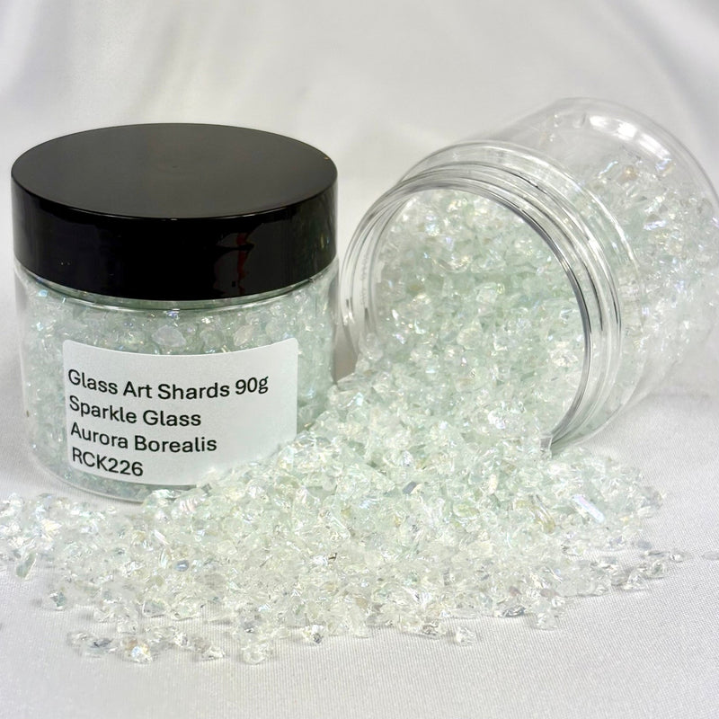Glass Art Shards 90g Jar - Sparkle Glass Aurora Borealis - Harry & Wilma