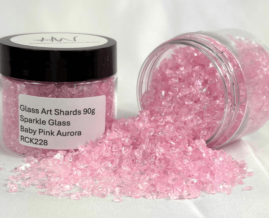 Glass Art Shards 90g Jar - Sparkle Glass Baby Pink Aurora - Harry & Wilma
