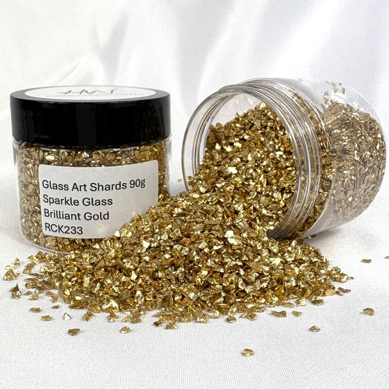 Glass Art Shards 90g Jar - Sparkle Glass Brilliant Gold - Harry & Wilma