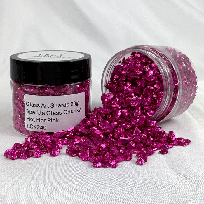Glass Art Shards 90g Jar - Sparkle Glass Chunky Hot Hot Pink - Harry & Wilma