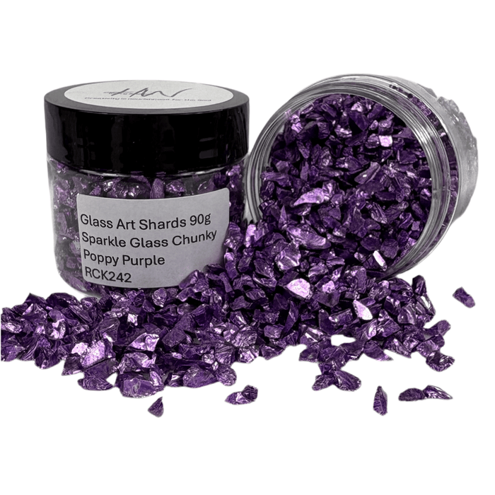 Glass Art Shards 90g Jar - Sparkle Glass Chunky Poppy Purple - Harry & Wilma