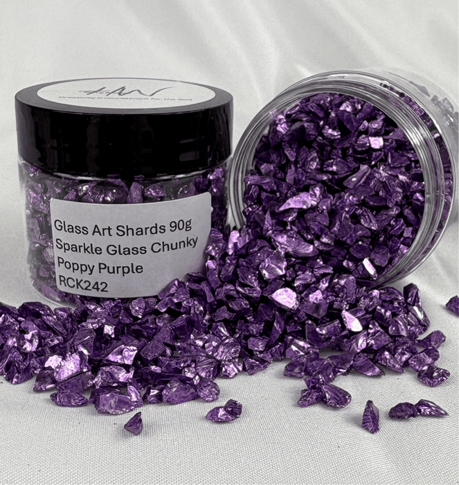 Glass Art Shards 90g Jar - Sparkle Glass Chunky Poppy Purple - Harry & Wilma