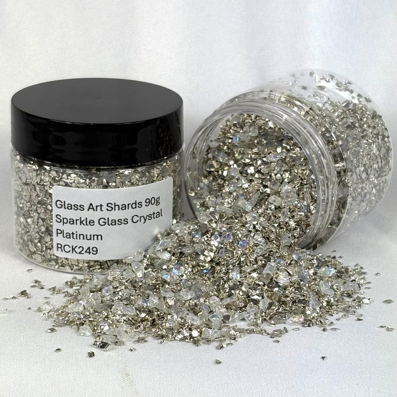 Glass Art Shards 90g Jar - Sparkle Glass Crystal Platinum - Harry & Wilma