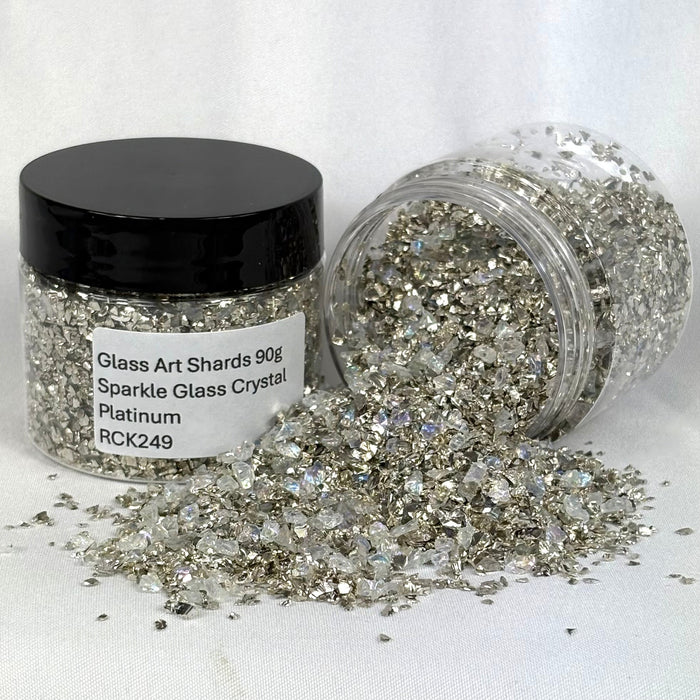 Glass Art Shards 90g Jar - Sparkle Glass Crystal Platinum - Harry & Wilma