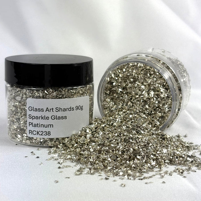 Glass Art Shards 90g Jar - Sparkle Glass Platinum - Harry & Wilma