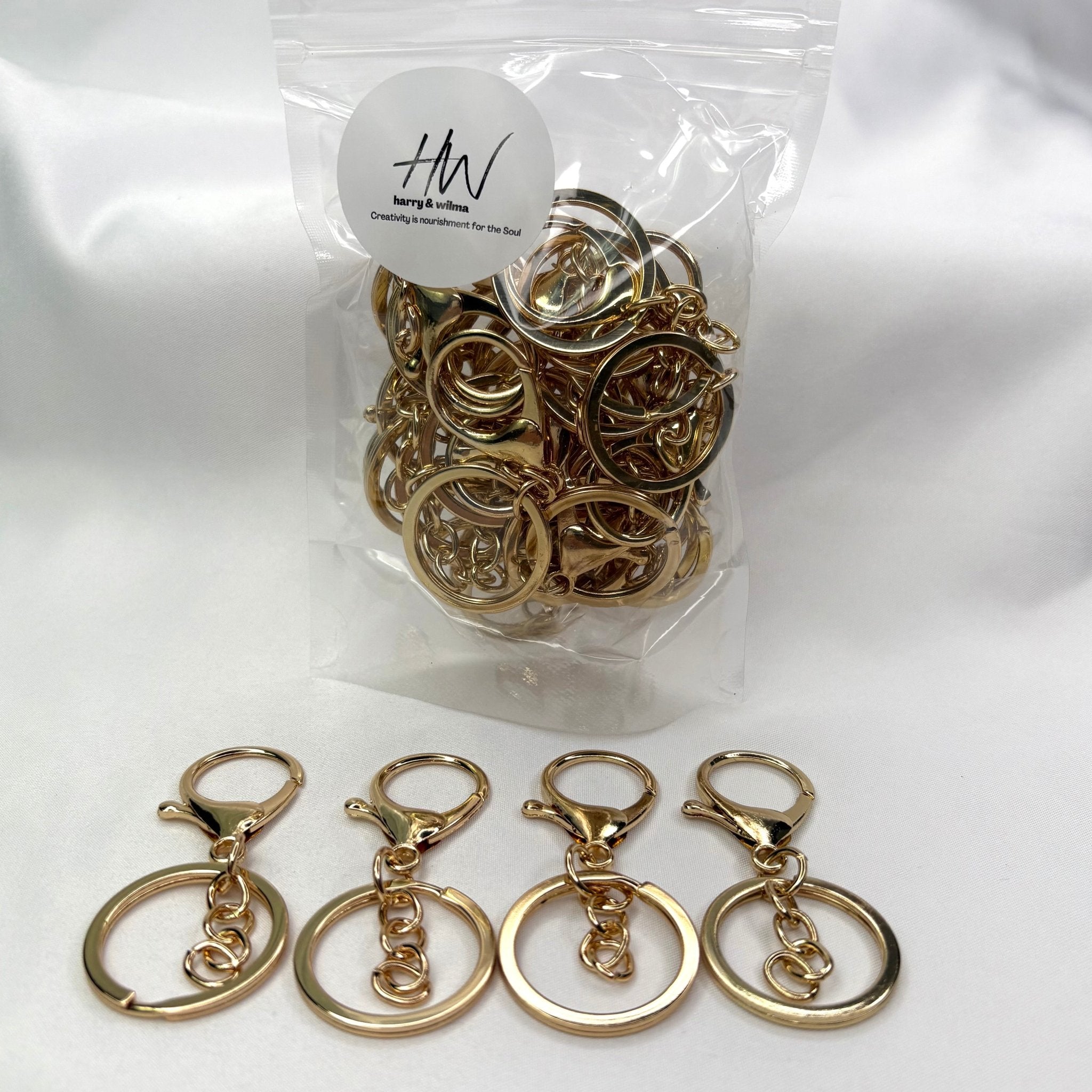 Keychains Gold (Nickel Free) with Large Lobster Clasp 20pc set