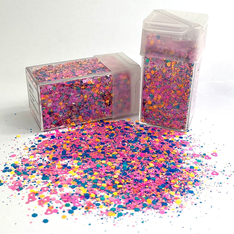 Mixed Pastels Glitter Luv Sweet Heart Mix - Harry & Wilma