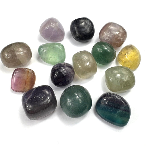 Semi Precious Polished Stone 250g - mix fluorite 19pc approx 2cm - 3cm - Harry & Wilma