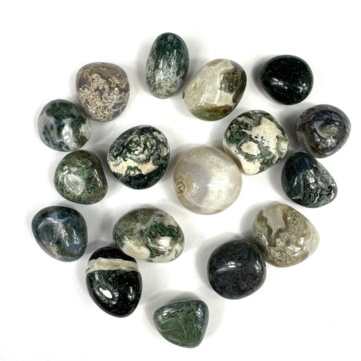 Semi Precious Polished Stone 250g - moss agate 17pc 2.5cm - 3cm - Harry & Wilma