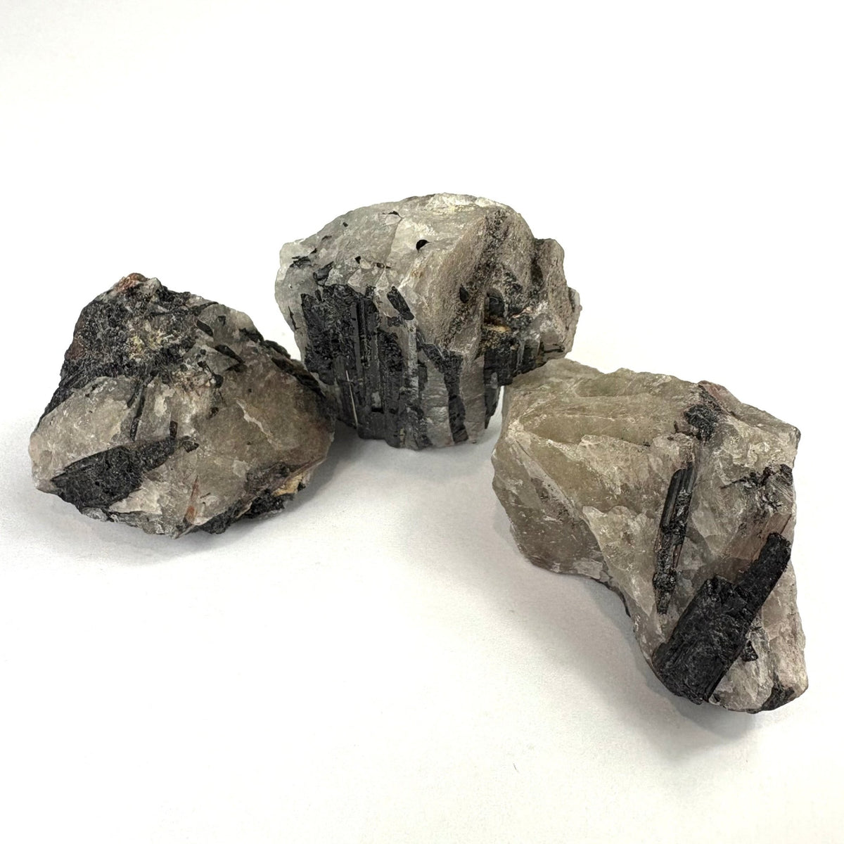 Semi Precious Rough Stone 100g - Black Tourmalinated quartz 3pc x 4cm ...