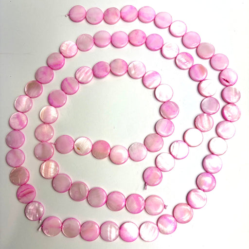 Shell Natural Dyed Mother of Pearl 15mm Disc Pink 3 Strands - Harry & Wilma