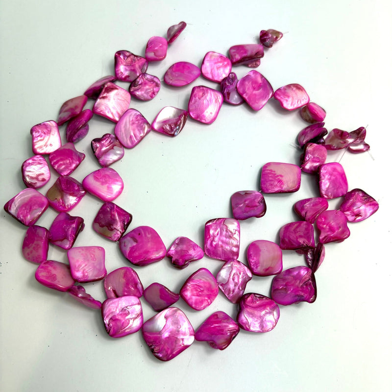 Shell Natural Dyed Mother of Pearl Strand 3 x 38cm Hot Pink - Harry & Wilma