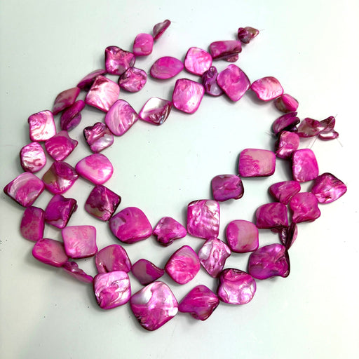 Shell Natural Dyed Mother of Pearl Strand 3 x 38cm Hot Pink - Harry & Wilma
