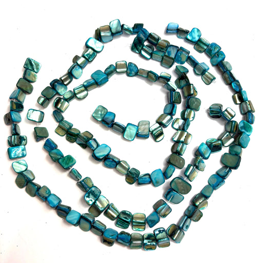 Shell Natural Dyed Mother of Pearl Strand Mix 3 x 38cm Nuggets Blue - Harry & Wilma