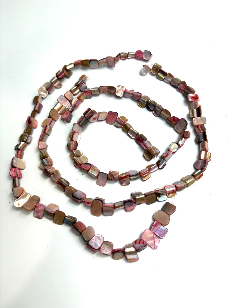 Shell Natural Dyed Mother of Pearl Strand Mix 3 x 38cm Nuggets Blush - Harry & Wilma