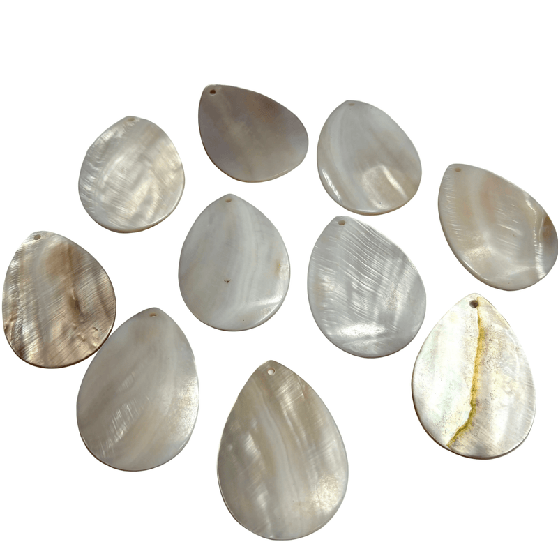 Shell Premium Natural Mother of Pearl Pendant Tear Drop 50x35mm 10pc - Harry & Wilma