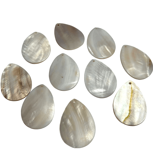Shell Premium Natural Mother of Pearl Pendant Tear Drop 50x35mm 10pc - Harry & Wilma
