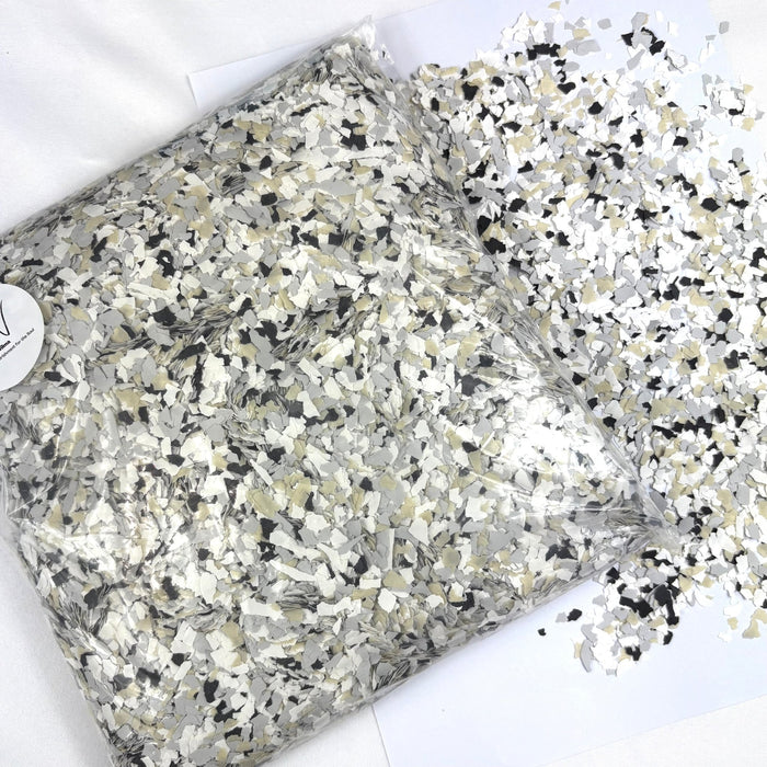 Vinyl Flakes 1kg - Soft tones with black - Harry & Wilma