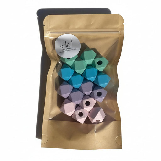 Wooden Pastel Mix Geometric Beads with Large Hole - Harry & Wilma