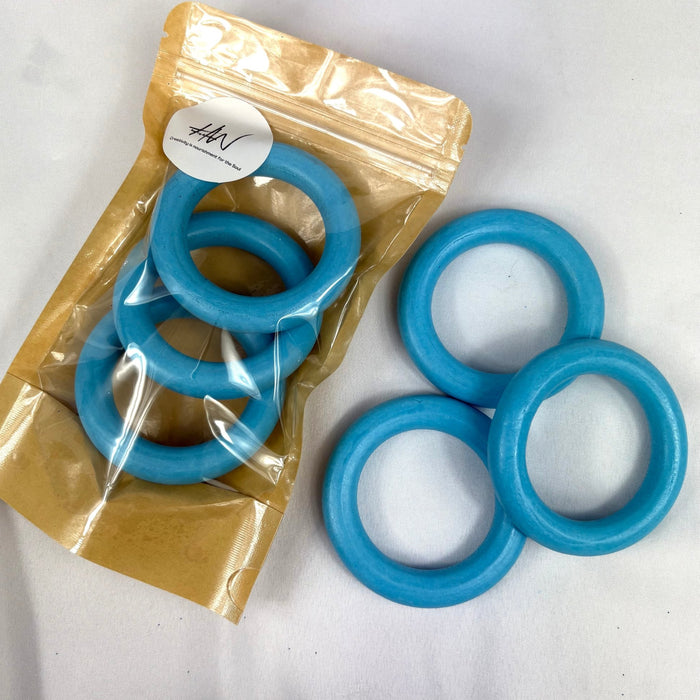 Wooden Rings 73mm 3pcs - Turquoise - Harry & Wilma