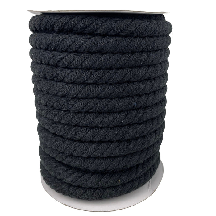 10mm Macrame Cotton Rope 20mtr Roll - Black - Harry & Wilma