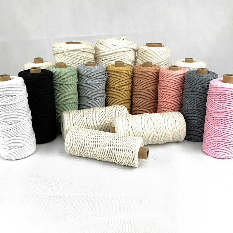 3mm Macrame 100% Cotton SINGLE Strand 100mtr Roll - Harry & Wilma