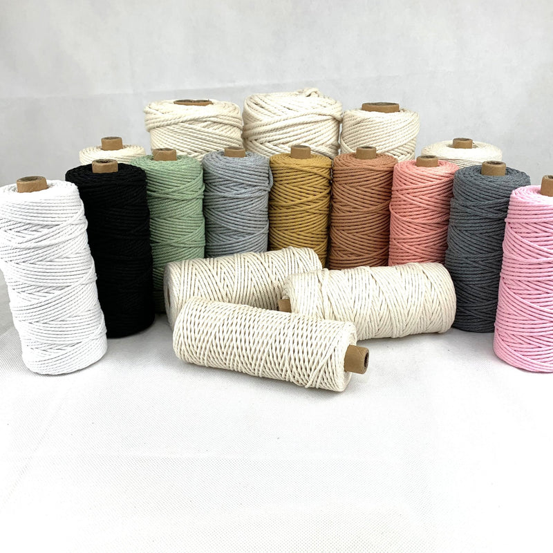 3mm Macrame Cotton Cord Black 100mtr roll - Harry & Wilma