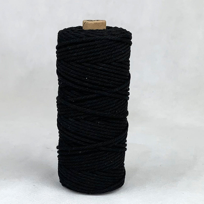 3mm Macrame Cotton Cord Black 100mtr roll - Harry & Wilma