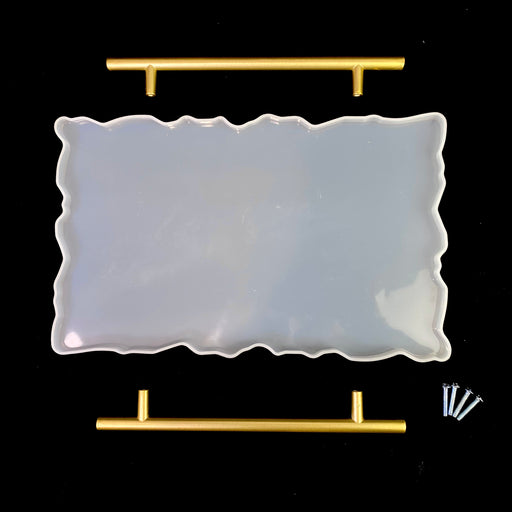 Silicone Resin Mould - Irregular Rectangle Tray with Gold Handles