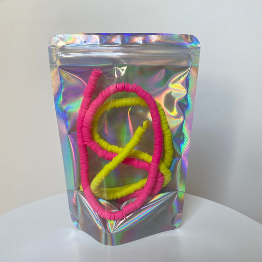Rainbow Holographic Foil Pouch Bag - Transparent Face (100pcs) (10*15cm)
